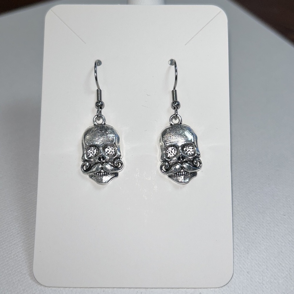 Handmade Hypoallergenic Stainless Steel Biker Pirate Skull Earrings Bohemian
